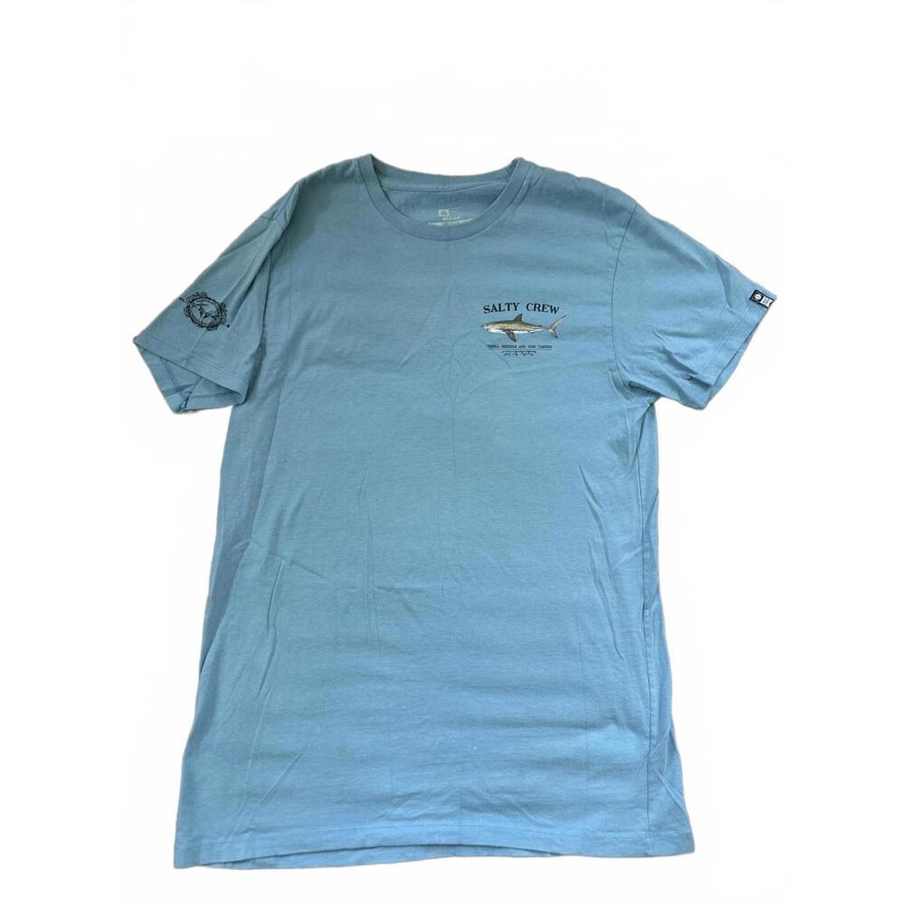 Salty Crew Men's T-Shirt - Light Blue Shark Graphic Size M - Picture 2 of 4
